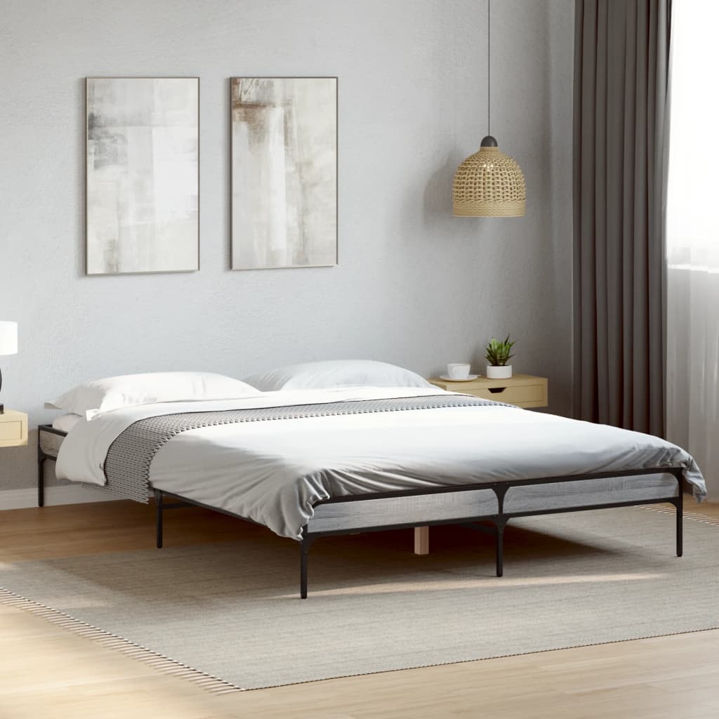 Bed Frame without Mattress Grey Sonoma 140x190 cm
